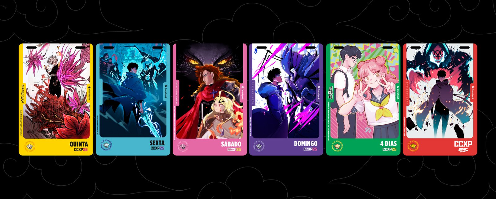 CCXP25 ANUNCIA CREDENCIAIS EXCLUSIVAS COM ARTES DE ‘SOLO LEVELING’ E NOVOS ANIMES DA CRUNCHYROLL
