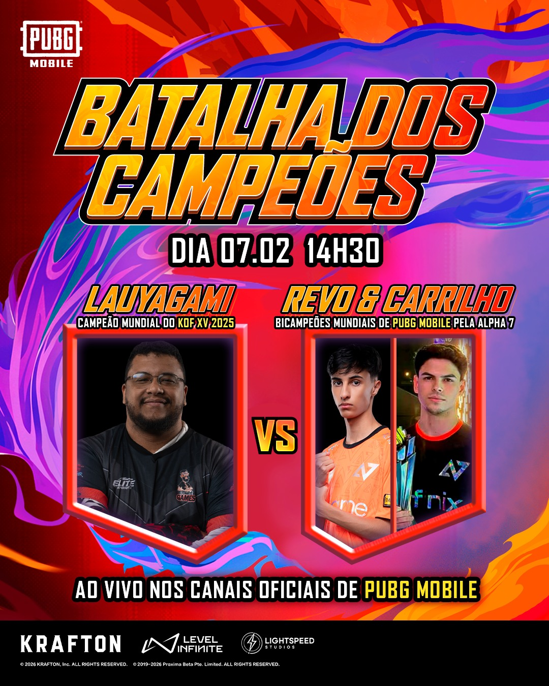 Campeões Mundiais de PUBG MOBILE e The King of Fighters se Enfrentam em Live Histórica Neste Sábado