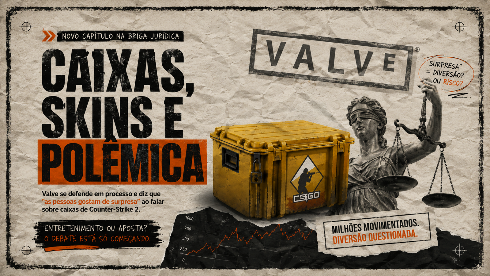 Valve responde processo e defende sistema de caixas do Counter-Strike 2: “As pessoas gostam de surpresa”