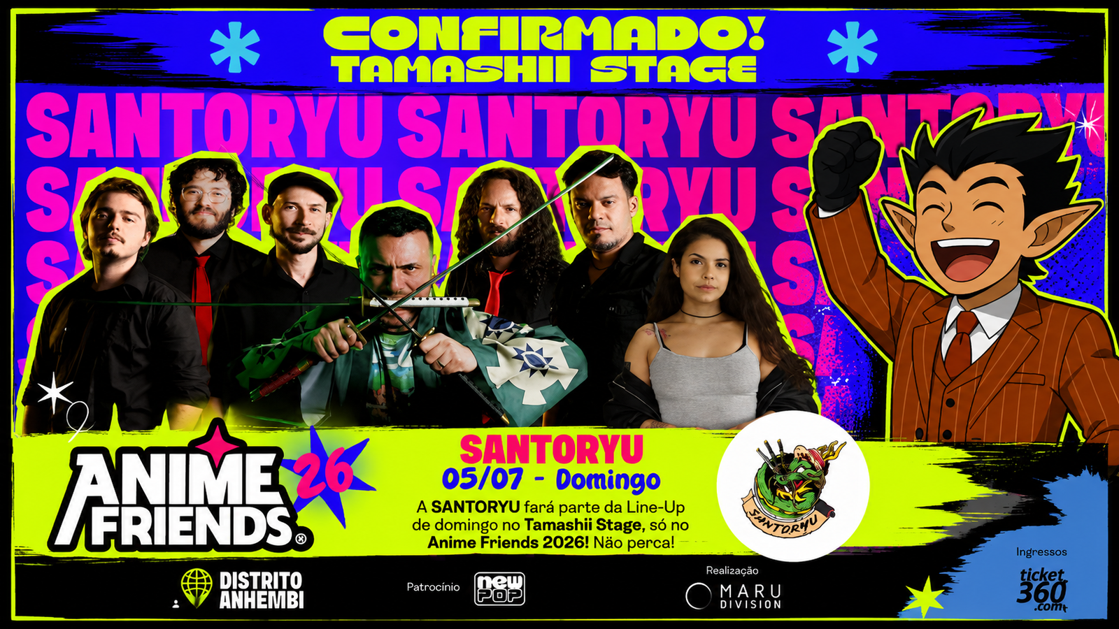 Anime Friends 2026 confirma estreia da Banda Santoryu e amplia espaço para shows inspirados no universo dos animes