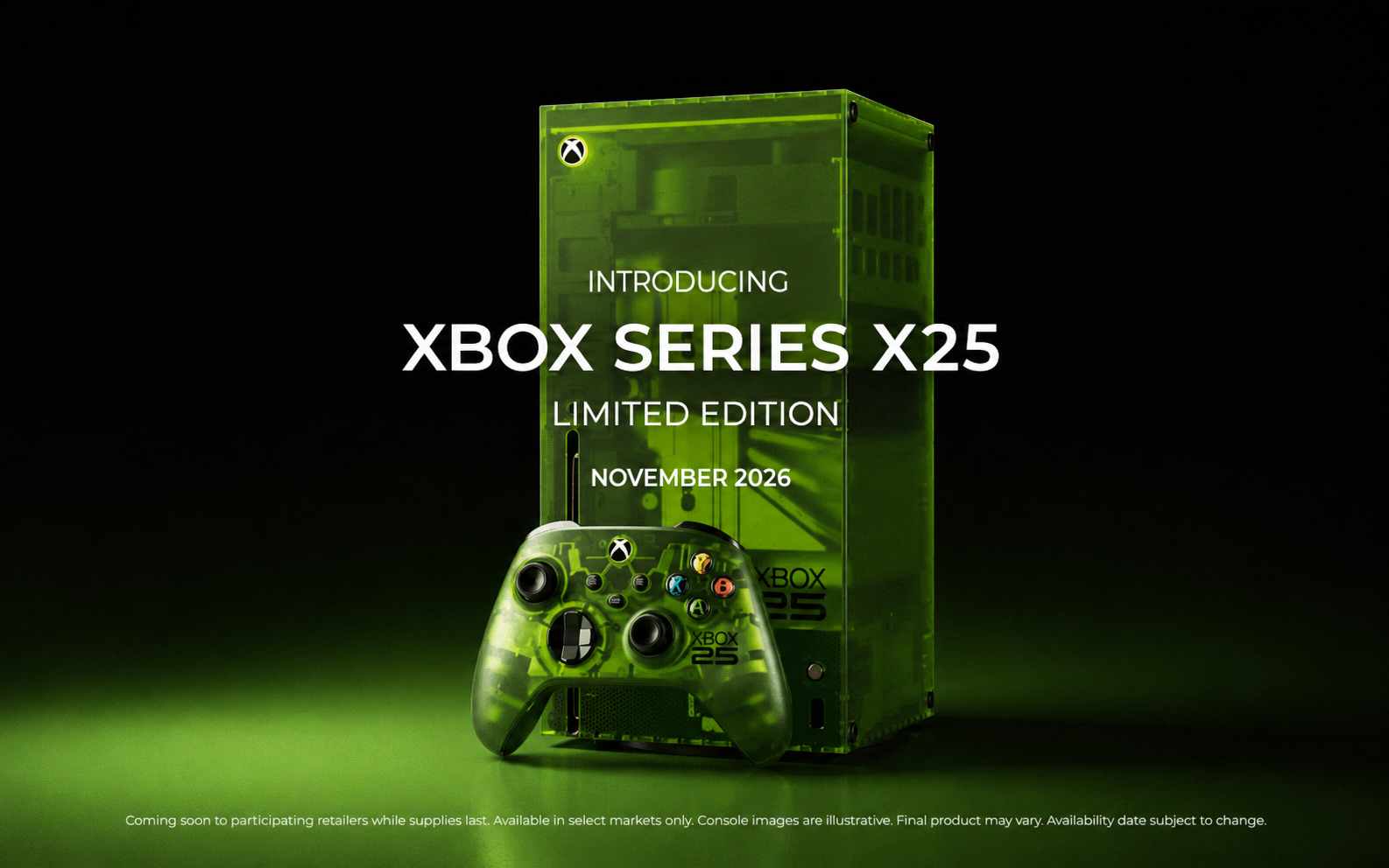 Xbox Series X25 Limited Edition: console translúcido verde OG celebra 25 anos da marca com estilo retrô e nostalgia do Duke